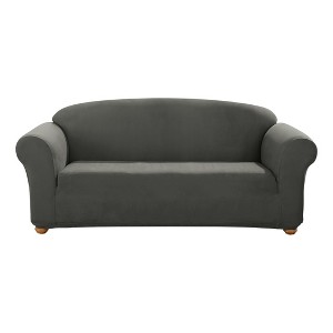 Gray Designer Suede Sofa Slipcover - Sure Fit