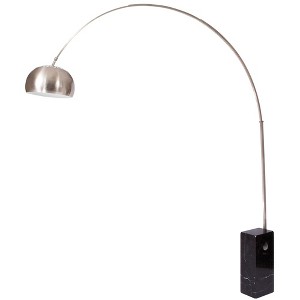 LeisureMod Arco Modern Arched Floor Lamp with Black Round Marble Base and Metal Dome Lamp Shade for Living Room and Bedroom - 1 of 4