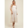 Pinkblush Cream Floral Mesh Overlay Tie Back Maternity Midi Dress - 2 of 4