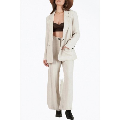 Women's OVERSIZED SINGLE-BREASTED LINEN-BLEND BLAZER - LUCCA