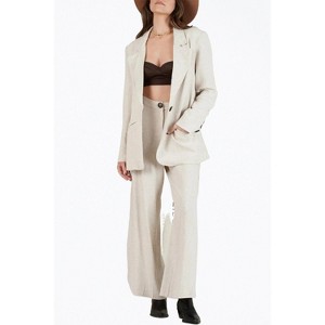 Women's OVERSIZED SINGLE-BREASTED LINEN-BLEND BLAZER - LUCCA - 1 of 4