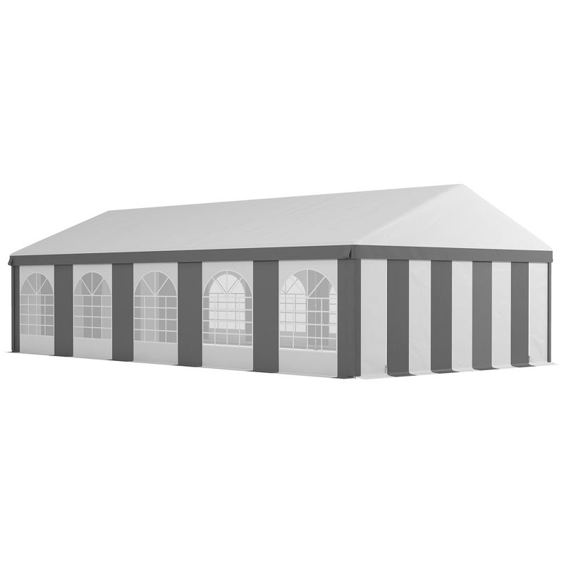 Outsunny 20' x 33' Heavy Duty Wedding Tent & Carport, Portable Garage with Removable Sidewalls, Large Outdoor Canopy with Windows for Events, Gray, 4 of 7