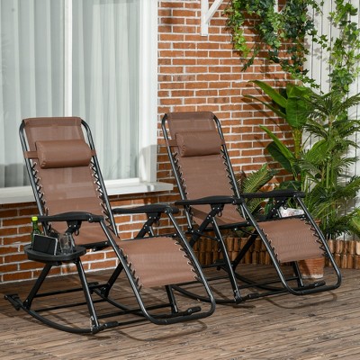 Maggift Patio Accent Chairs Set of 2, Rocking Chair with Fixed Armrests, Suitable for Lawn, Garden and Porch, Brown, 26.5"*47.25"*40.25"