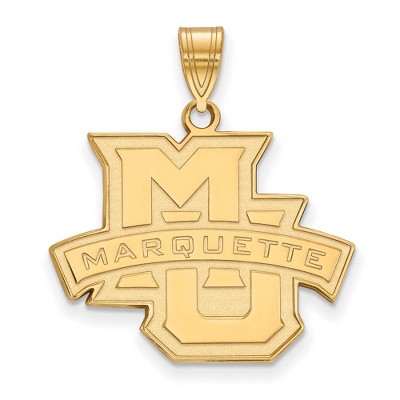 Black Bow Jewelry 10k Yellow Gold Marquette Golden Eagles NCAA Large Pendant