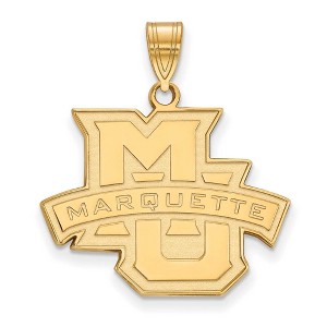 Black Bow Jewelry 10k Yellow Gold Marquette Golden Eagles NCAA Large Pendant - 1 of 3