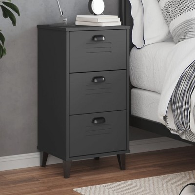 vidaXL Bedside Cabinet Accent End Table Bedroom Furniture Solid Wood Pine, 15.7"x13.8"x31.5"
