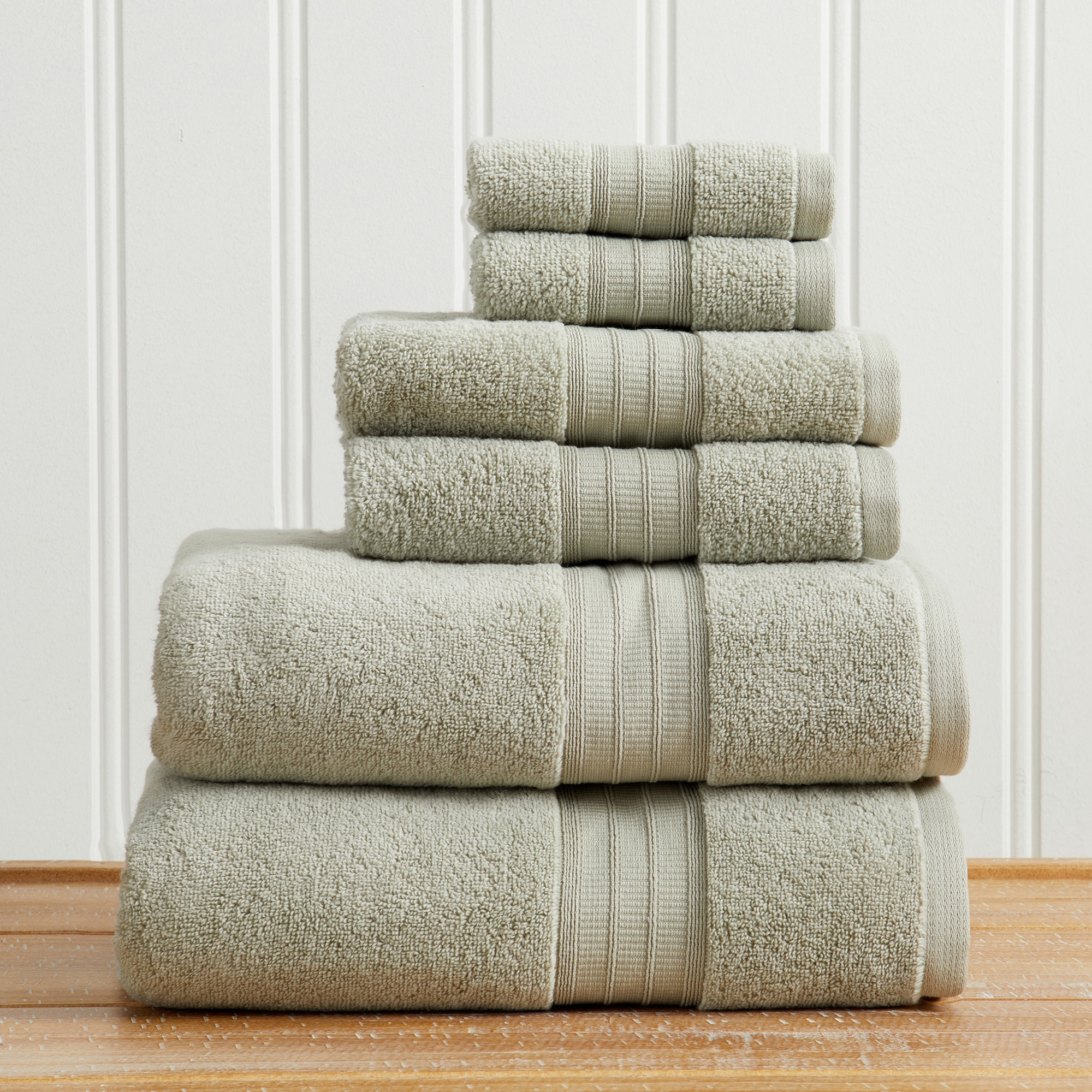 Cotton Premium Plush Bath Towel Set - Great Bay Home (6-Piece Set, Eucalyptus)