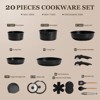 BRINJOY 20-Piece Non-Stick Cookware Set with Removable Handles, Cookware Set, Induction Cooktop RV Kitchen Cooking Set, Dishwasher/Oven Safe (Black) - 2 of 4