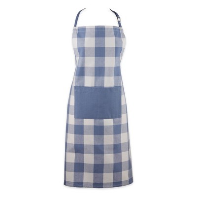 Cotton Buffalo Check Apron Blue - Design Imports