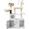 Litter Box Enclosure & Cat Tree: Hidden Washroom Furniture with Scratching Post, Plush Perch, Multi-Platform Wooden Cat Condo & Passage - 2 of 4