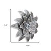 HomeRoots 27" X 27" Gray and Off White Galvanized Metal Flower Hanging Dimensional Sculpture - 3 of 4