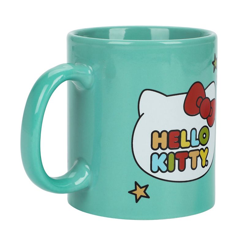 Hello Kitty Stars & Rainbow Letters 16 Oz Teal Ceramic Mug, 3 of 5