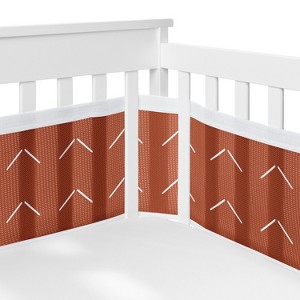 Sweet Jojo Designs + BreathableBaby Breathable Mesh Crib Liner Boy or Girl Gender Neutral Unisex Diamond Tuft Orange and Off White - 1 of 4