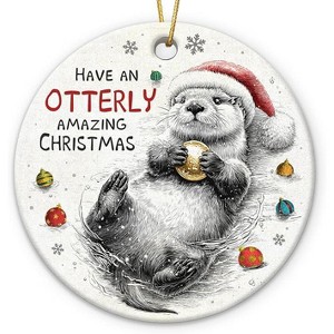 Lomsoe Sea Otter Ornament Animal Lovers Gift Double Sided Ceramic Animal Ornament 2025 for Christmas Tree Decor Christmas Tree Ornament Christmas Gift - 1 of 4