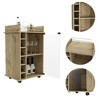 Vynxaria Dukat Bar Cart with Glass Door Cabinet, Wine Rack & Locking Casters - 2 of 4