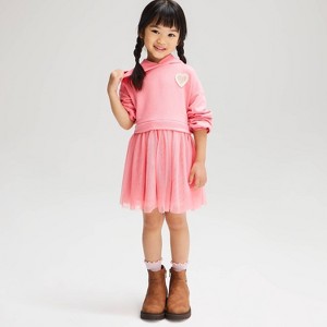 Toddler Girls' Heart French Terry Tulle Dress - Cat & Jack™ Pink