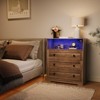 Small Wood 5 Drawer Dresser for Bedroom, Wood Chest of Drawers w/LED Lights, Charging Station, Modern Storage Cabinet for Living Room, Hallway - 4 of 4
