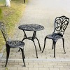 3-Piece Cast Aluminum Patio Bistro Set, Rust-Resistant Outdoor Seating Set with Floral Design, Patio Small Space Chat Sets for Balcony-The Pop Home - 2 of 4