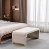 43.31"New Boucle Fabric Loveseat Ottoman Footstool Bedroom Bench Shoe Bench With Gold Metal Legs,Ivory - 2 of 4