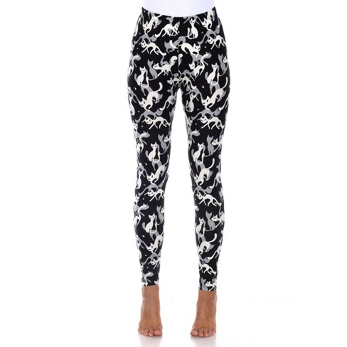 Women's Super Soft Midi-rise Printed Leggings Black One Size Fits Most -  White Mark : Target