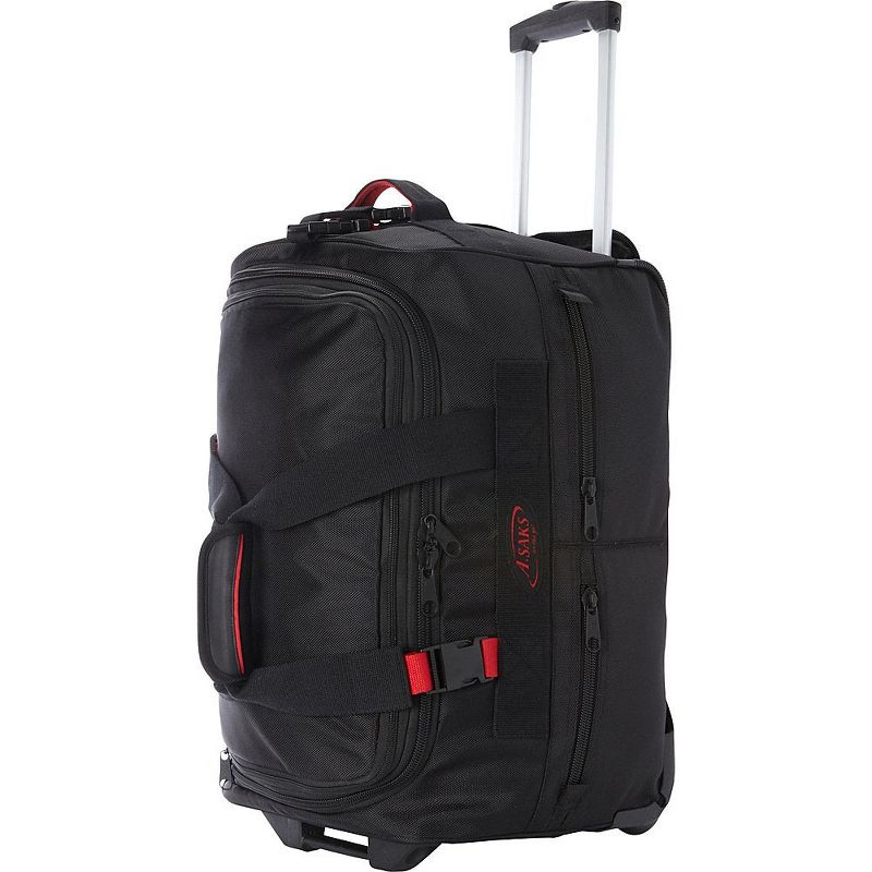 A. Saks Expandable 20" Wheeled Duffel (Black/Red), 2 of 7