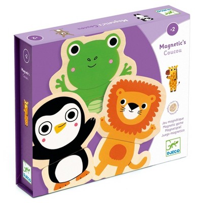 DJECO Coucou Wooden Animal Magnets- 24 Pieces- 12 Animals