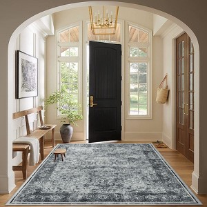 Living Room Washable Non Slip Vintage Retro Rugs Low Pile Chenille Print Rug for Bedroom Dining Room Home Office - 1 of 4