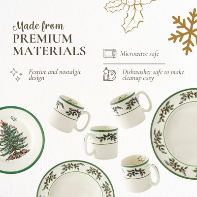 Spode Christmas Tree Holly 12-Piece Porcelain Dinnerware Set