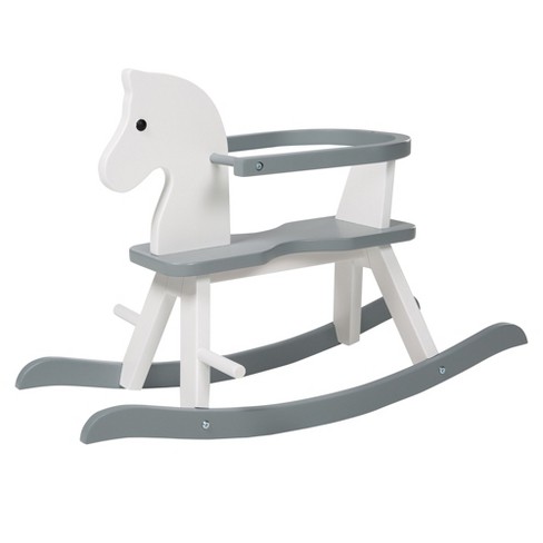 Roba Solid Wooden Rocking Horse in White Gray