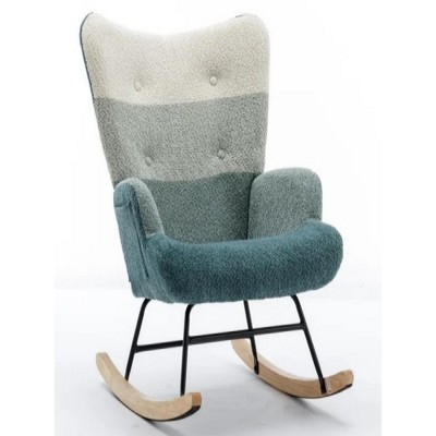 13.15"Modern Patchwork Accent Chair with Solid Wood Armrest and Feet,