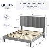Allewie Velvet Bed Frame with Adjustable Tufted Headboard and Platform Base Box Spring Optional - 2 of 4