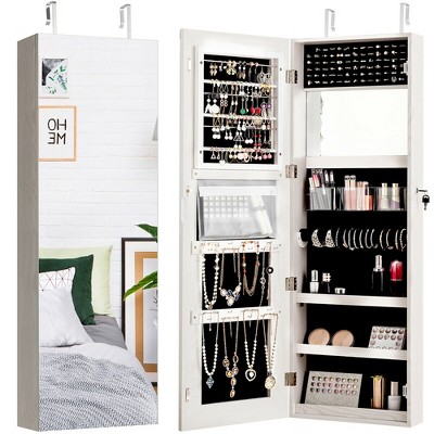 Full length mirror with jewelry store storage target