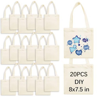 20 Pcs 8X7.5 Inch Sublimation mini tote bags,Blank Canvas Tote Ba