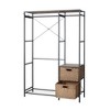 LIVAREEmlen Garment Racks with Shelves 2 Wicker Drawers and 4 Hooks for Hanging Clothes Freestanding Closet Wardrobe Rack,Vintage Brown - 2 of 4