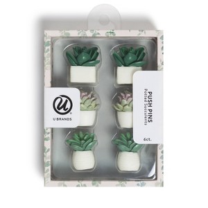 U Brands 6ct Potted Succulent Push Pins - 1 of 4