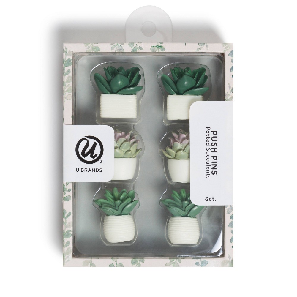 U Brands 6ct Potted Succulent Push Pins (2 pack)