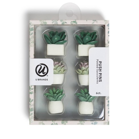 U Brands 6ct Potted Succulent Push Pins - image 1 of 4