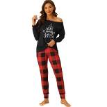 cheibear Women's Sleepwear Lounge Elk Christmas Winter Long Sleeves with Pants Pajama Sets