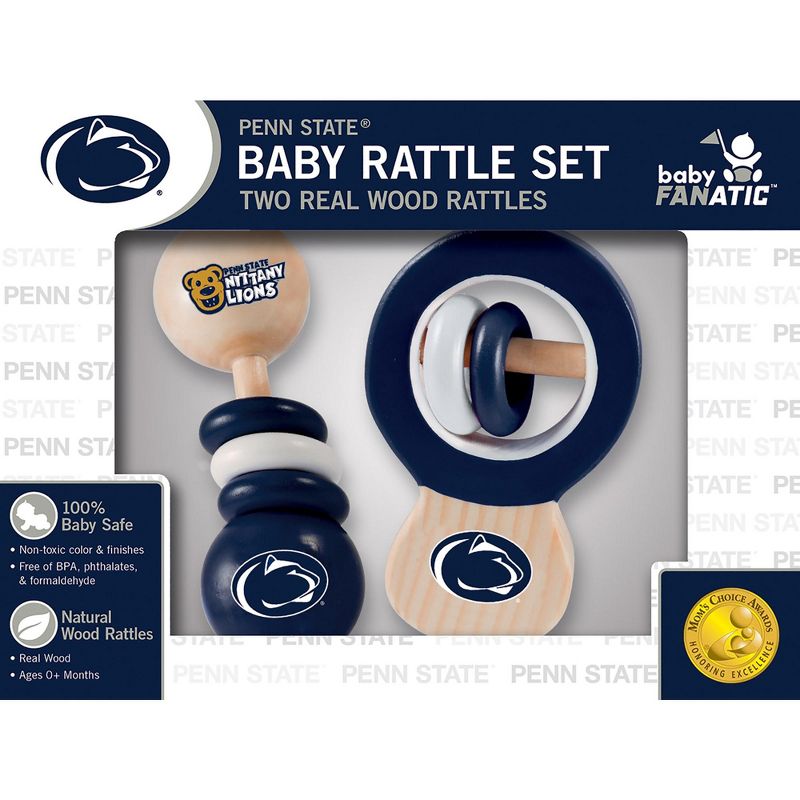 Baby Fanatic Wood Rattle 2 Pack - NCAA Penn State Nittany Lions Toy Set, 1 of 5