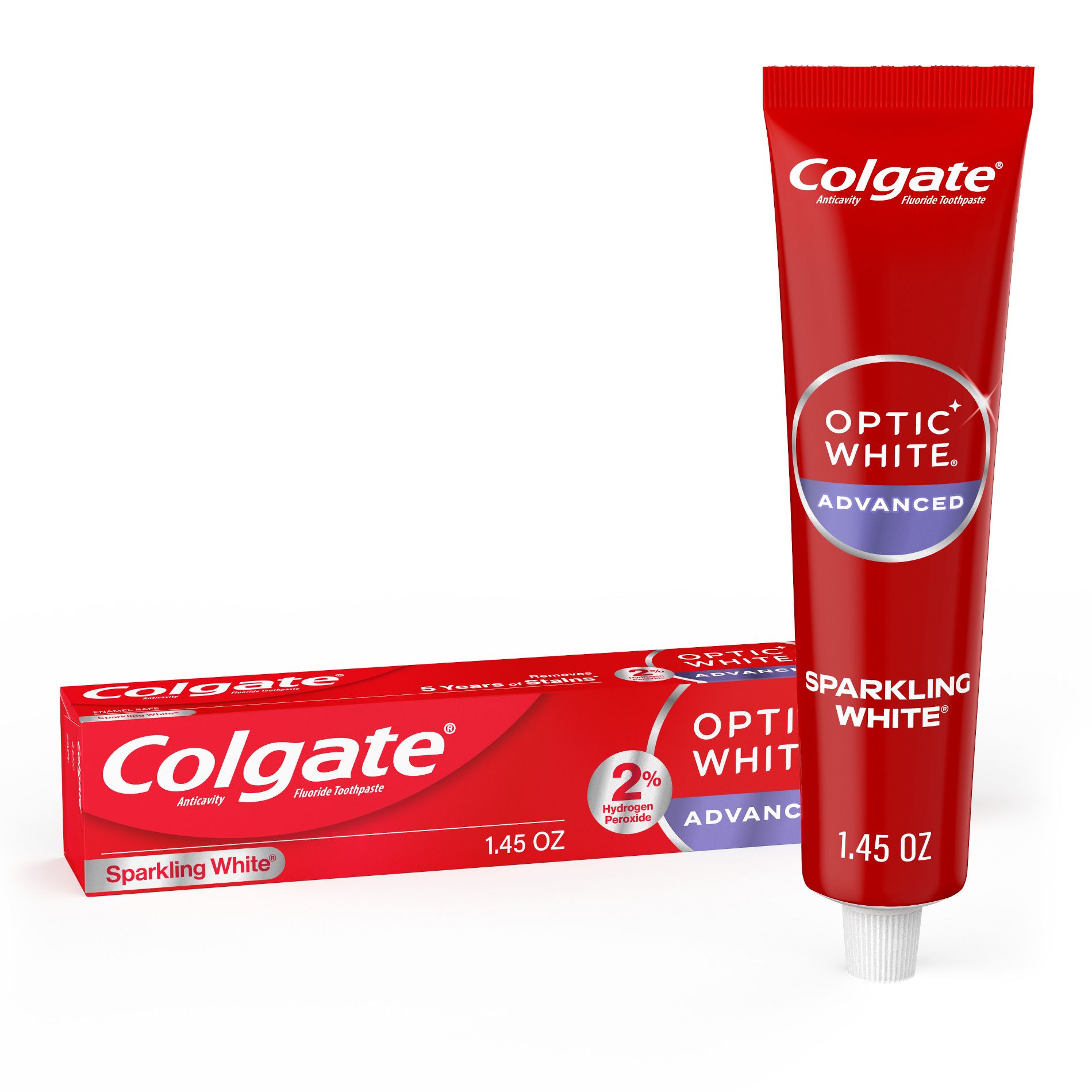 Colgate Optic White Advanced Teeth Whitening Toothpaste Sparkling White - Trial Size - 1.45oz