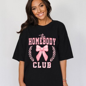 Simply Sage Market Women's Coquette Pink Homebody Club Short Sleeve Garment Dyed Tee - 1 of 4
