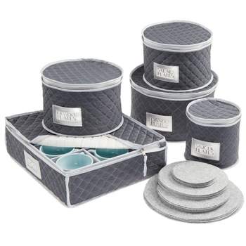 mDesign Quilted Protective Dinnerware Storage, 5 Piece Set