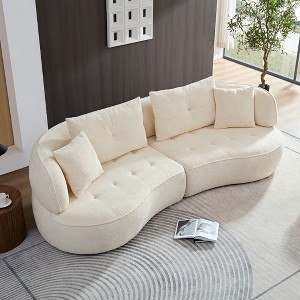 Dolonm Modern 4-Seat Modular Sofa - Cloud Design, Durable Fabric, Solid Wood Frame & High-Density Sponge Cushion - 1 of 4