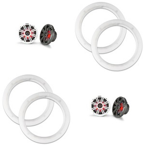 Kicker ( 2 Pair ) 45KM654L LED 6.5 Marine Coax with Charcoal and White Grills with a Pair of 50KLSR65 6.5 Led Lighted Speaker Ring - 1 of 4
