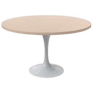 LeisureMod Verve Mid-Century Modern Table with a 48" Round MDF Tabletop and White Steel Pedestal Base for Kitchen and Dining Room - 1 of 4