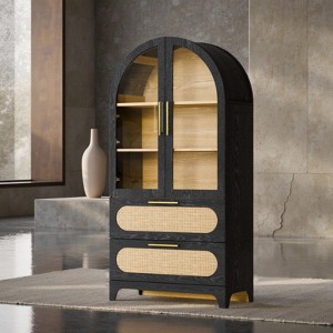 SEVOBAL Utility Storage Cabinets Arched Organizer With 2 Doors For Living Room, Bedroom, Kitchen, 2 Drawers, Black, 15.4"*30.7"*63" - 1 of 4