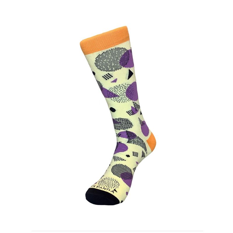 Bright Pop Art Yellow and Purple Patterned Socks from the Sock Panda (Men's Sizes Adult Large), 5 of 7