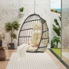 Outdoor Garden Rattan Egg Swing Chair,Hammock Chair With Waterproof Fabric Cushion And Metal Frame,Patio Lounge Hanging Chair-Coolbibila - 2 of 4
