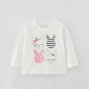 MyKids-Usa Baby Girl Rabbit Print Pattern Crewneck Long Sleeve Comfy Shirt - 1 of 4