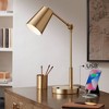 360 Lighting Industrial Modern Desk Lamp with USB and AC Power Outlet 23.5" High Antique Brass Metal for Living Room Bedroom House Bedside - 2 of 4